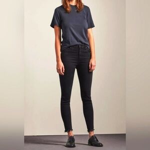 AG Adriano Goldschmied The Farrah high rise skinny ankle frayed hem blac…